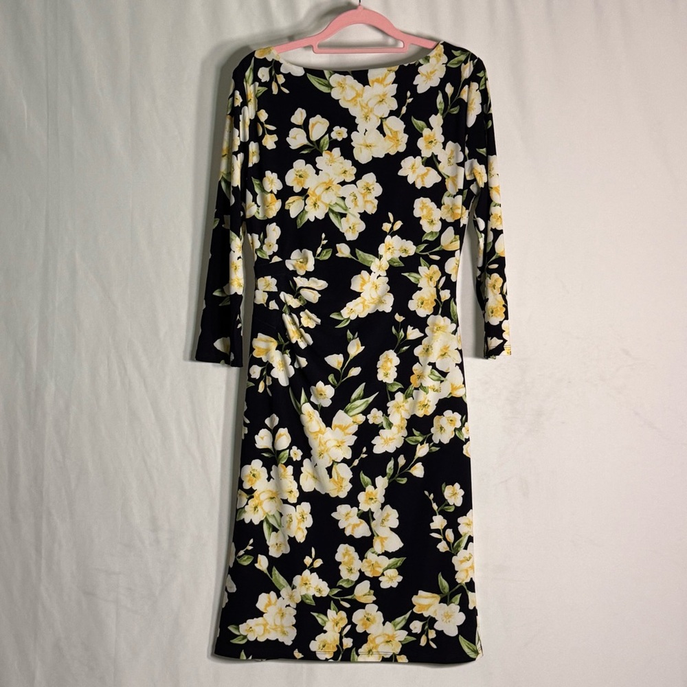 Ralph Lauren Floral Print Ruched Dress Size 8 - Picture 4 of 5